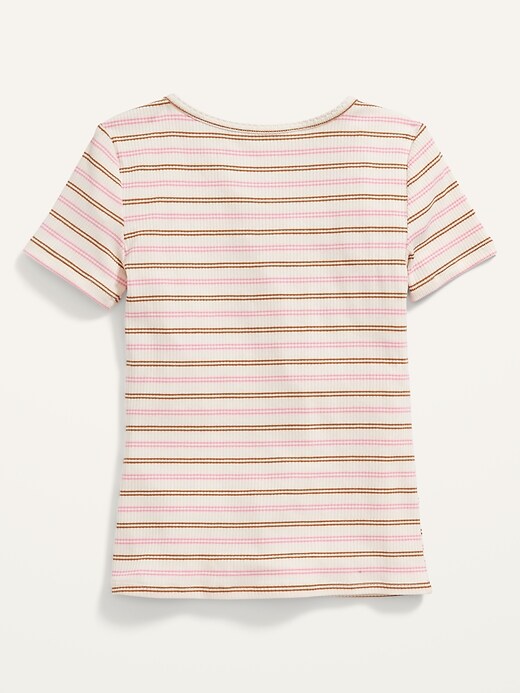 View large product image 2 of 2. Rib-Knit Button-Front Short-Sleeve Top for Girls