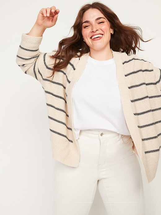 View large product image 1 of 1. Textured Plus-Size Open-Front Cardigan Sweater