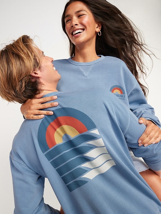 View large product image 1 of 2. Vintage Garment-Dyed "Waikiki" Graphic Gender-Neutral Sweatshirt for Adults