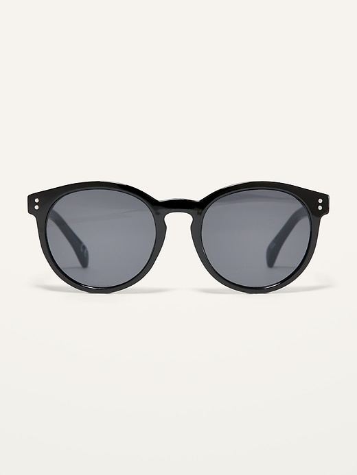 View large product image 1 of 3. Gender-Neutral Black Round-Frame Sunglasses for Adults
