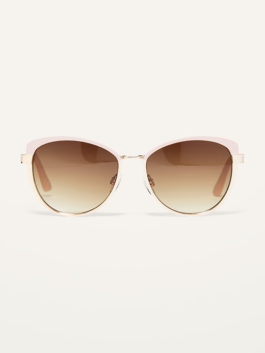 View large product image 1 of 3. Pink/Gold Cat-Eye Sunglasses For Women