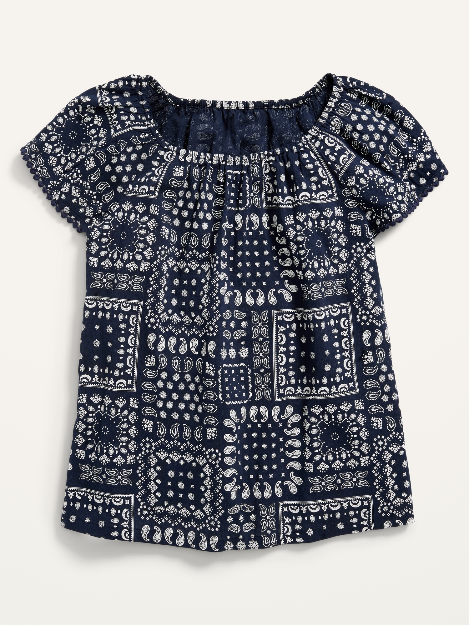 Short-Sleeve Scallop-Trim Top for Girls