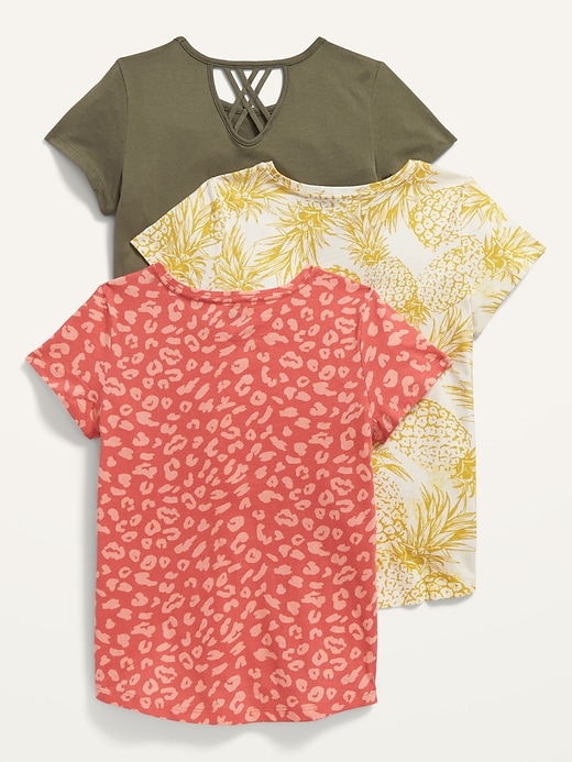 View large product image 2 of 2. Softest Lattice-Back Tee 3-Pack for Girls