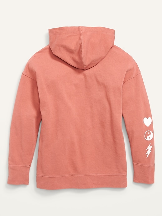 View large product image 2 of 2. Garment-Dyed Pullover Tunic Hoodie for Girls