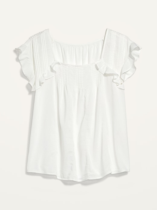 Image number 4 showing, Oversized Pintucked Short-Sleeve Swing Blouse for Women