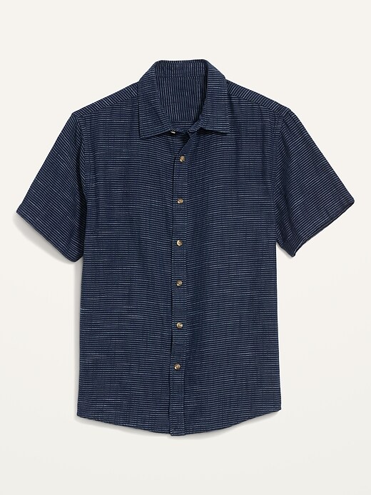 Image number 4 showing, Relaxed-Fit Dobby-Stripe Short-Sleeve Shirt