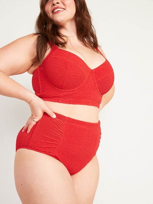 Image number 1 showing, High-Waisted Secret-Smooth Textured Plus-Size Swim Bottoms