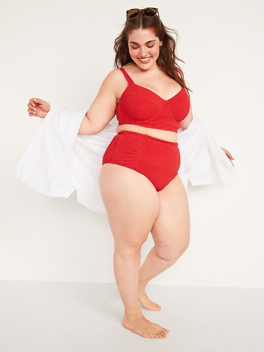 Image number 3 showing, High-Waisted Secret-Smooth Textured Plus-Size Swim Bottoms