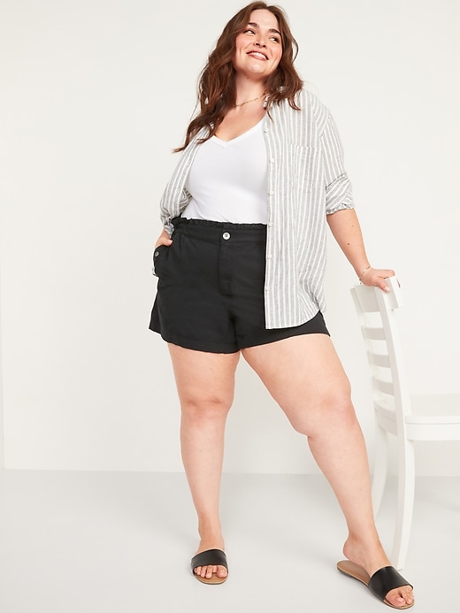Image number 3 showing, High-Waisted Twill Plus-Size Utility Shorts  -- 5-inch inseam