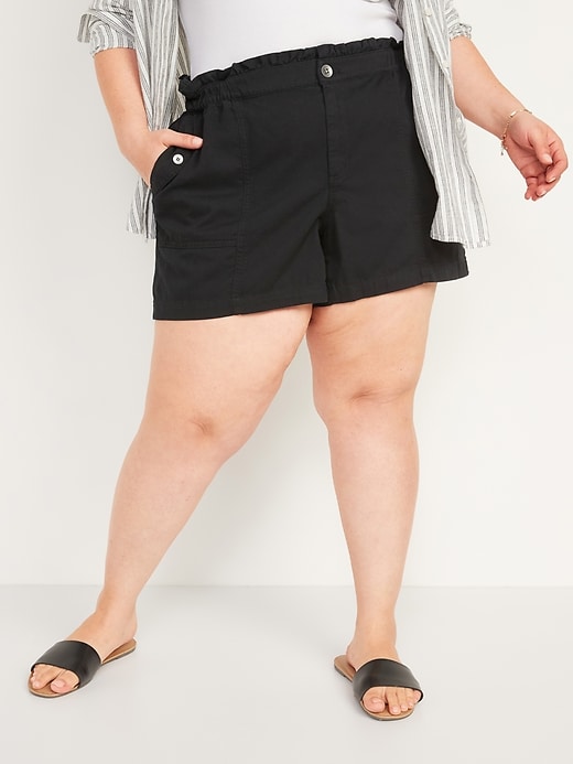 Image number 1 showing, High-Waisted Twill Plus-Size Utility Shorts  -- 5-inch inseam