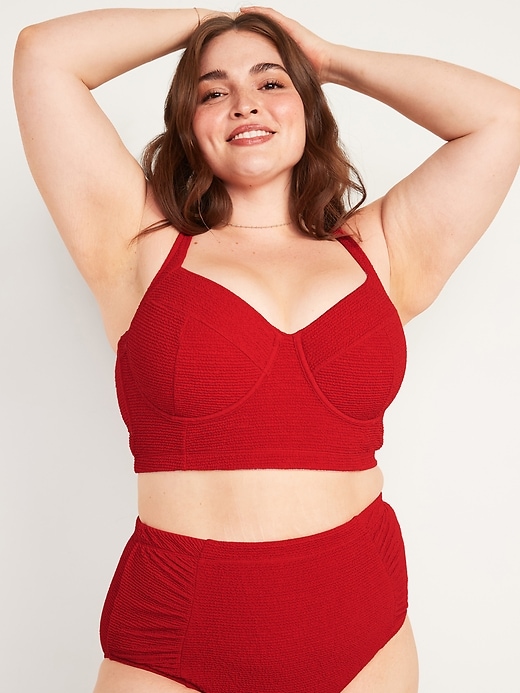 Image number 1 showing, Textured Underwire Plus-Size Bralette Swim Top