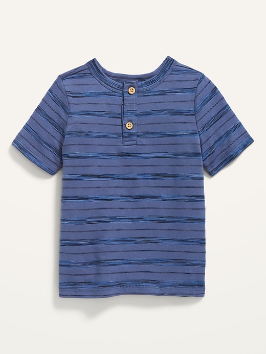 View large product image 1 of 1. Short-Sleeve Striped Henley T-Shirt for Toddler Boys