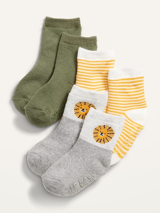 View large product image 1 of 1. Unisex 3-Pack Printed Crew Socks for Baby