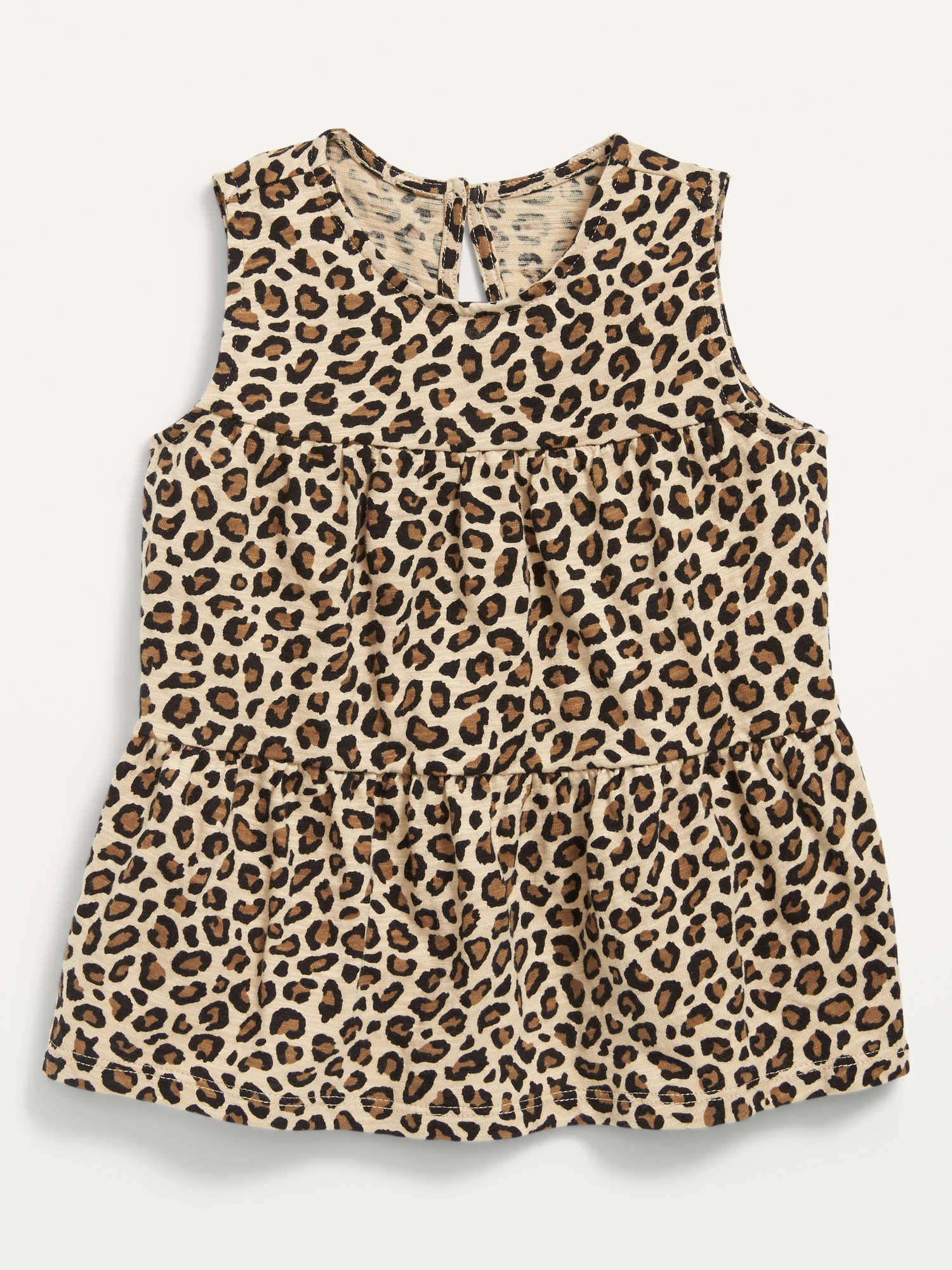 Leopard-Print Tiered Sleeveless Top for Toddler Girls
