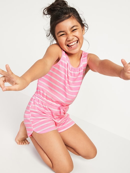 View large product image 1 of 2. Sleeveless Jersey Pajama Romper for Girls