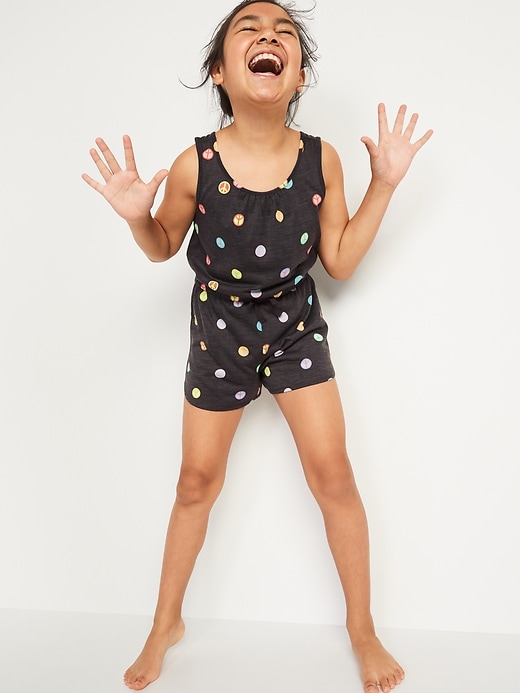 View large product image 1 of 2. Sleeveless Jersey Pajama Romper for Girls
