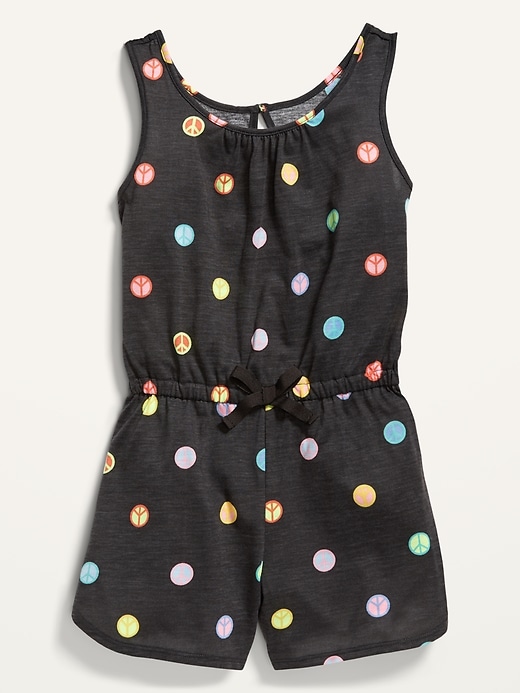 View large product image 2 of 2. Sleeveless Jersey Pajama Romper for Girls