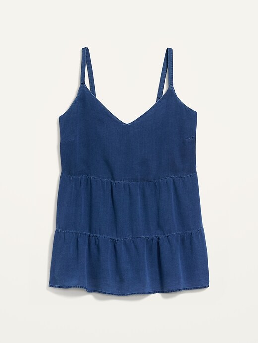 Image number 4 showing, Tiered Chambray Plus-Size Cami Top