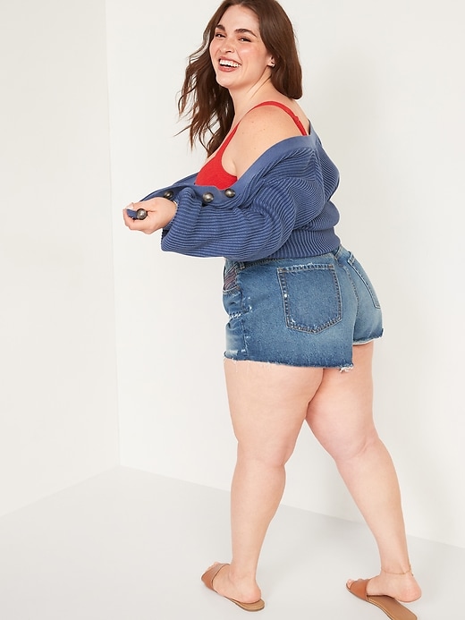 Image number 2 showing, High-Waisted O.G. Americana Plus-Size Button-Fly Jean Shorts -- 1.5-inch inseam