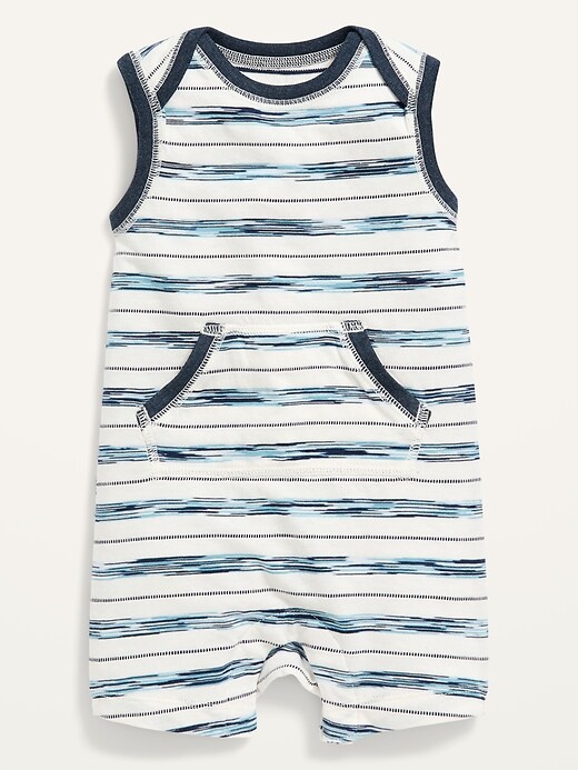 View large product image 1 of 2. Unisex Sleeveless Striped One-Piece for Baby