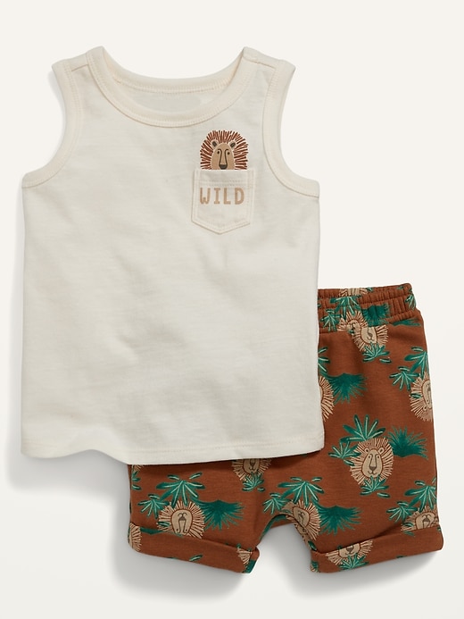 View large product image 1 of 1. Slub-Knit Tank Top and French Terry Shorts Set for Baby