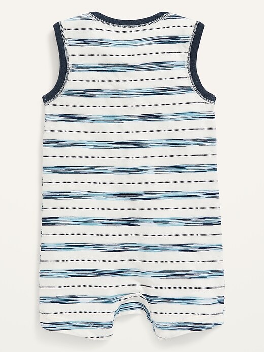 View large product image 2 of 2. Unisex Sleeveless Striped One-Piece for Baby