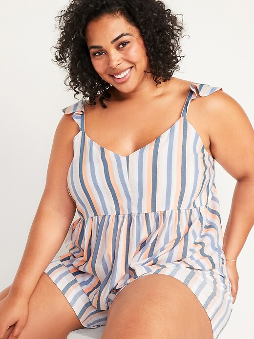 Image number 1 showing, Soft-Woven Flutter-Sleeve Plus-Size Cami Pajama Top