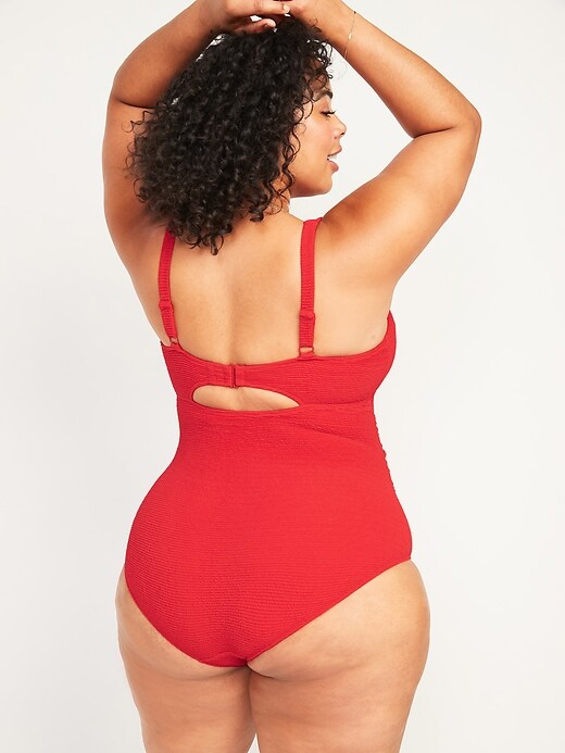 Image number 2 showing, Deep V-Neck Underwire Secret Smooth Ruched Plus-Size One-Piece Swimsuit