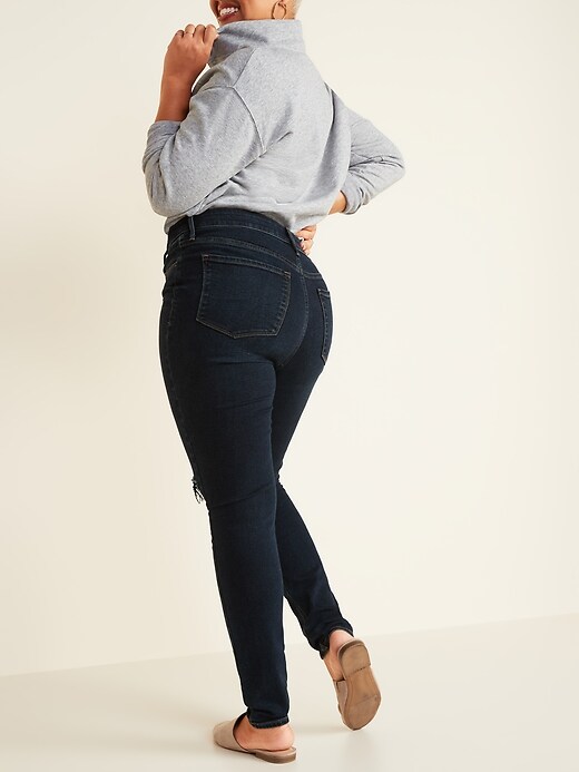 Image number 6 showing, High-Waisted Ripped Dark-Wash Rockstar Super Skinny Jeans for Women