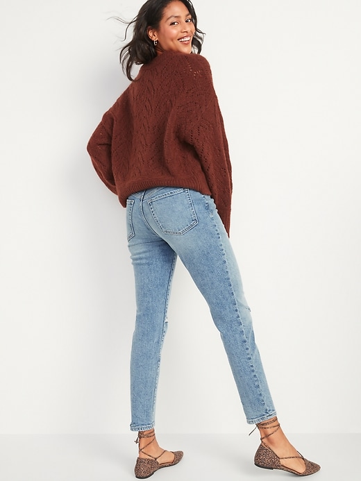 Image number 2 showing, High-Waisted O.G. Straight Button-Fly Ripped Jeans for Women