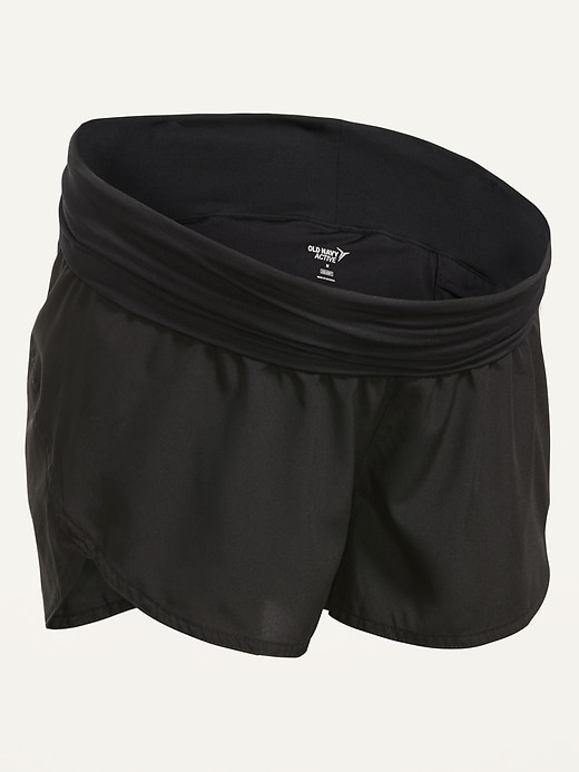 Image number 4 showing, Maternity Rollover-Waist Run Shorts -- 3-inch inseam
