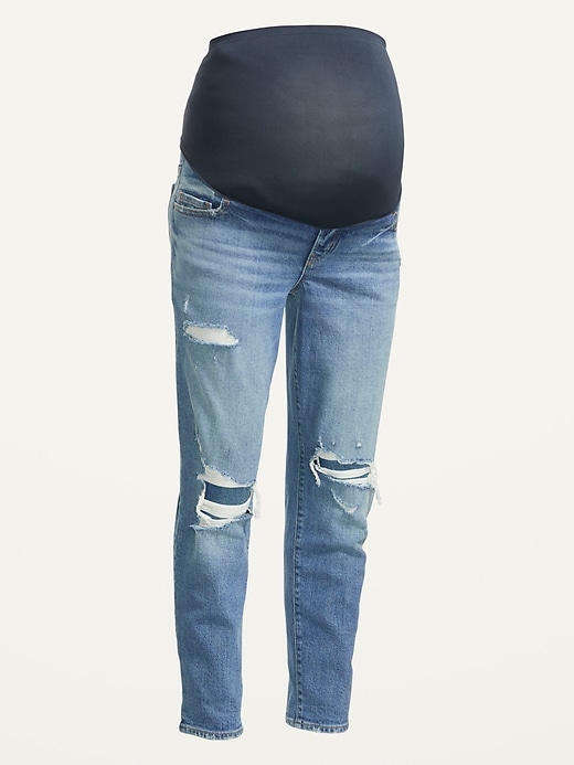Image number 4 showing, Maternity Full Panel O.G. Straight Ripped Jeans