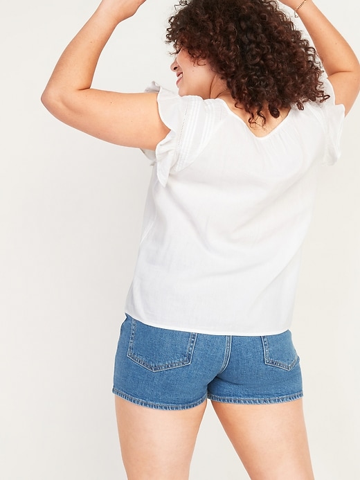 Image number 2 showing, Oversized Pintucked Short-Sleeve Swing Blouse