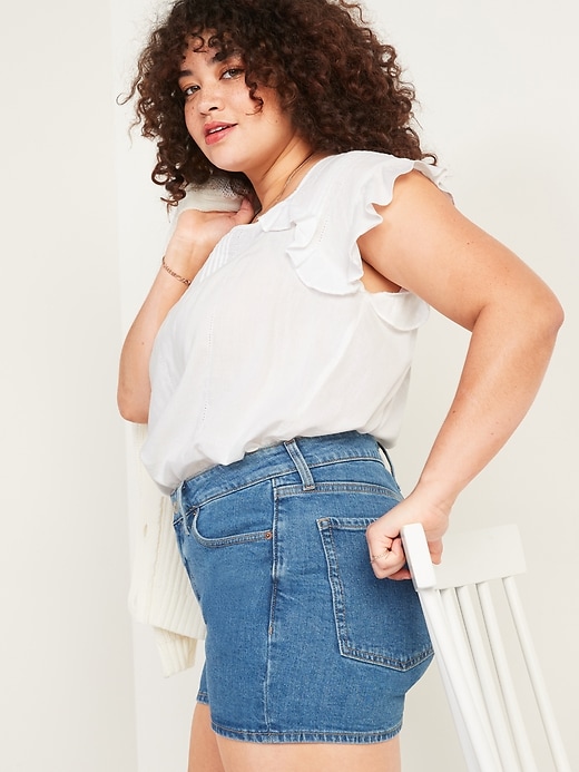 Image number 3 showing, Oversized Pintucked Short-Sleeve Swing Blouse for Women