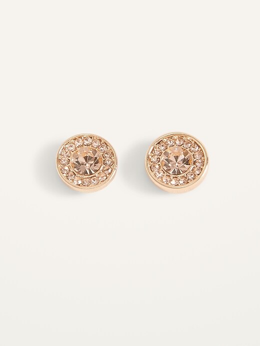 View large product image 1 of 2. Gold-Tone Rhinestone Stud Earrings for Women