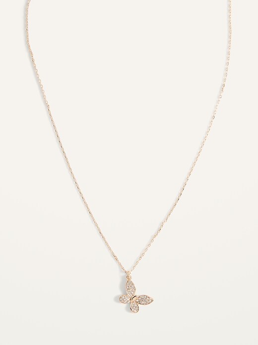 View large product image 1 of 2. Gold-Toned Butterfly Pendant Necklace For Women