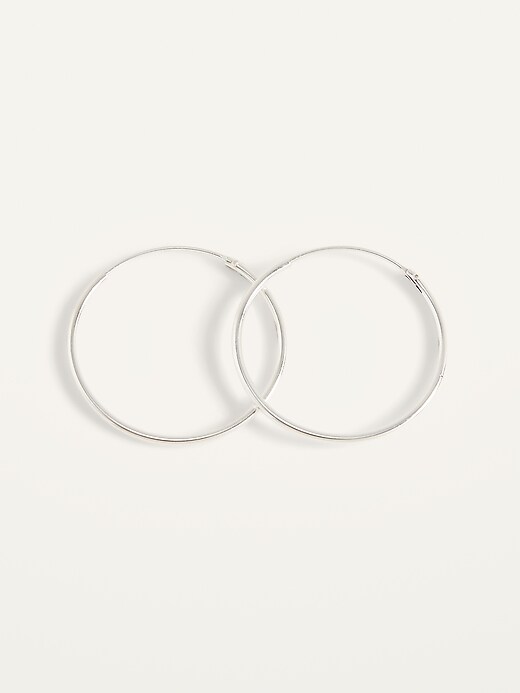 View large product image 1 of 2. Sterling Silver Hoop Earrings For Women