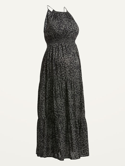 Image number 4 showing, Maternity Sleeveless Tiered Leopard-Print Maxi Swing Dress