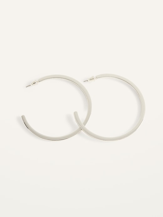 View large product image 1 of 2. Silver-Toned Hoop Earrings For Women