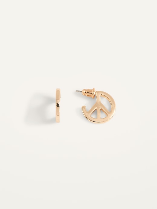 Old Navy Gold-Toned Peace Sign Stud Earrings for Women. 1
