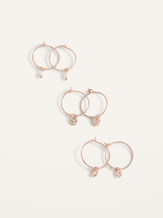 View large product image 1 of 2. 3-Pack Hoop Earrings For Women