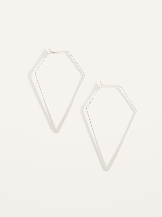 View large product image 1 of 2. Silver-Toned Triangle Earrings for Women