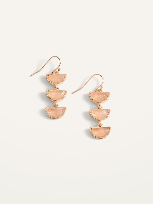 View large product image 1 of 2. Gold-Toned Rose Quartz Drop Earrings For Women