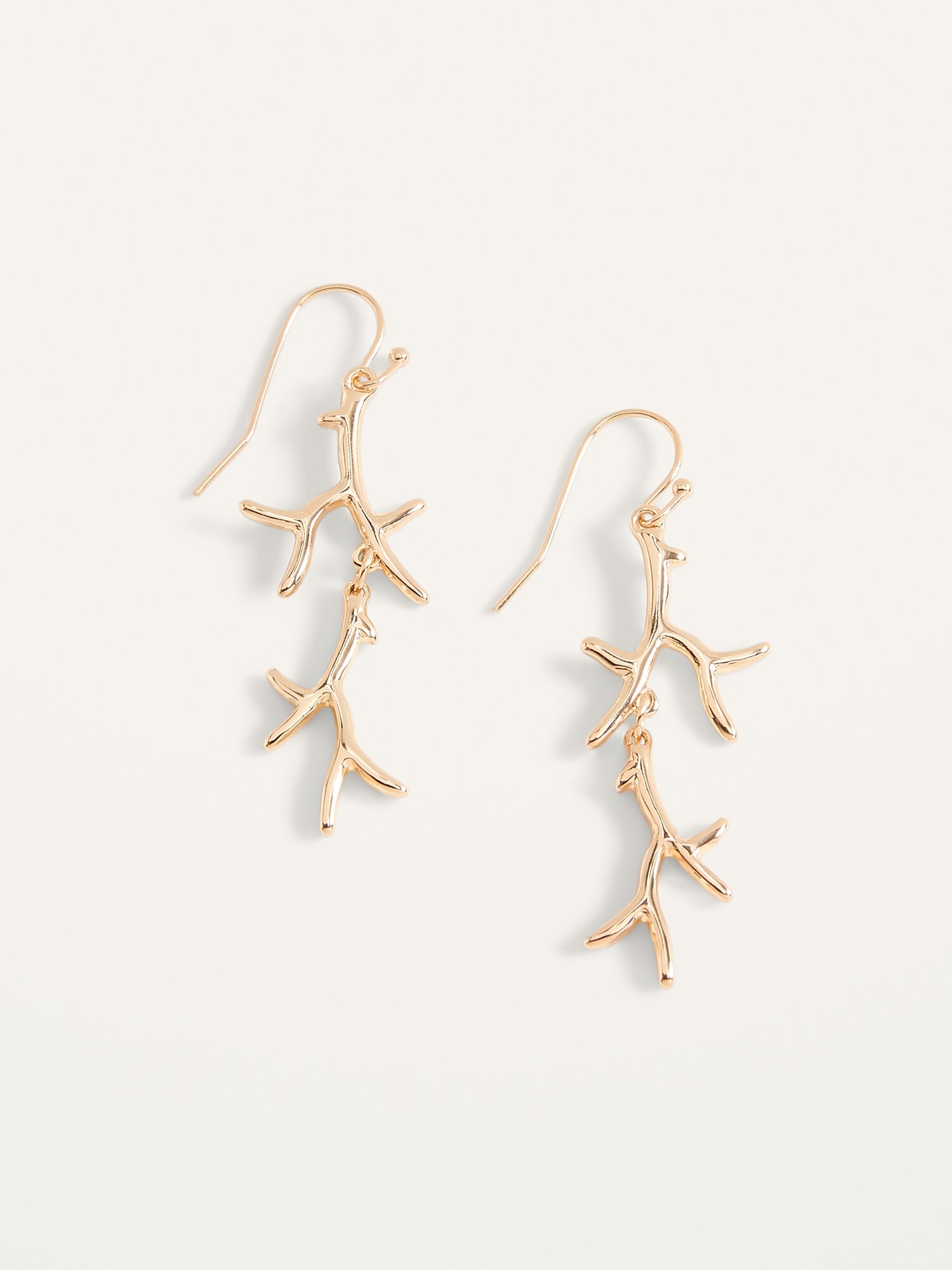 Gold-Toned Coral-Shaped Fishhook Earrings for Women