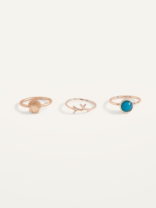 Old Navy Gold-Toned Beach Rings 3-Pack for Women. 1