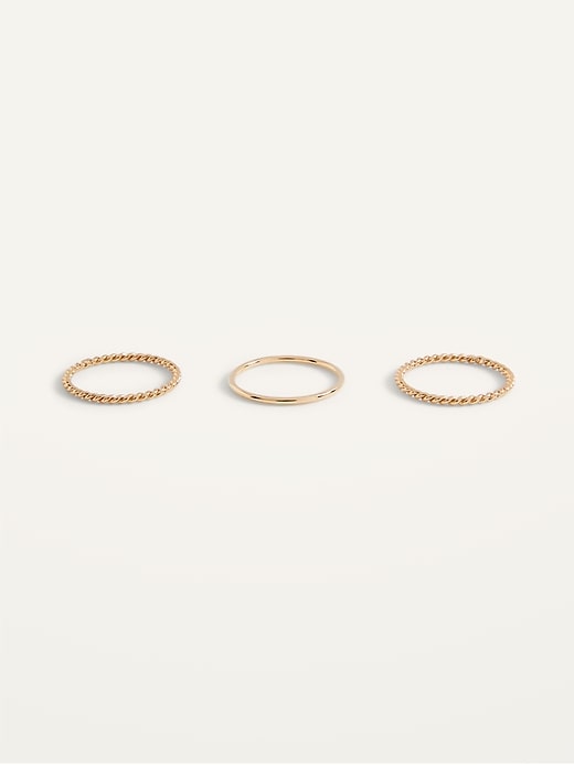 Real Gold-Plated Band Rings 3-Pack For Women