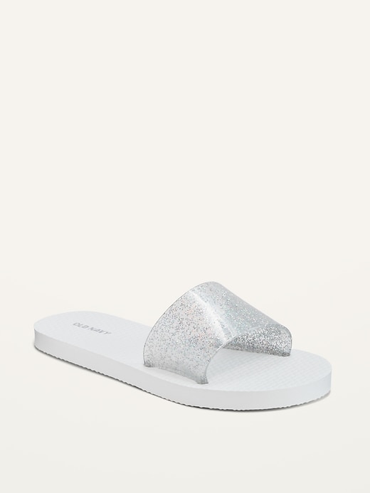 View large product image 1 of 1. Glitter-Strap Slide Sandals for Girls