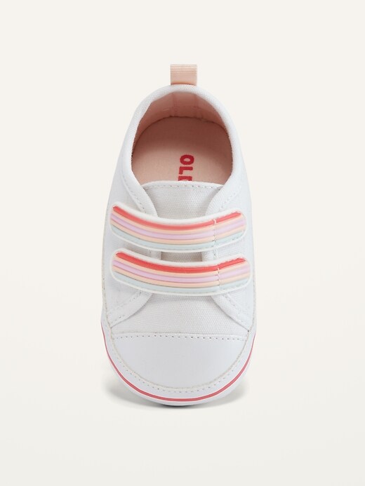 View large product image 2 of 4. Unisex Secure-Close Rainbow-Stripe Canvas Sneakers for Baby