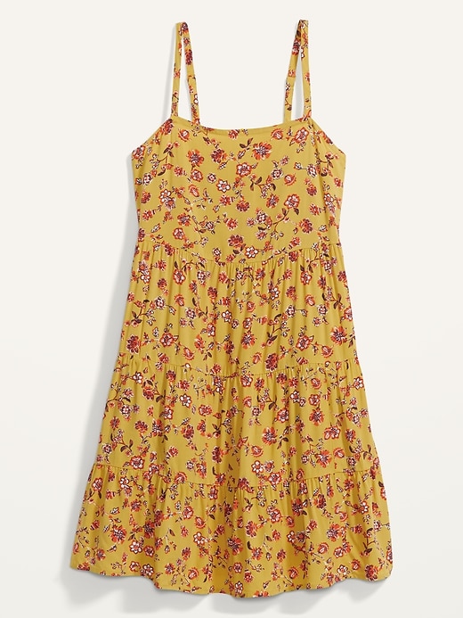 View large product image 2 of 2. Printed Sleeveless Tiered Swing Dress