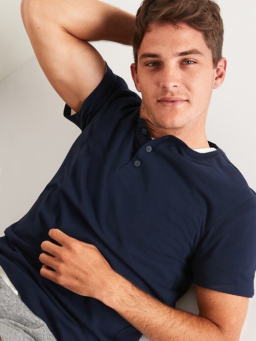 Image number 3 showing, Soft-Washed Jersey Henley T-Shirt for Men